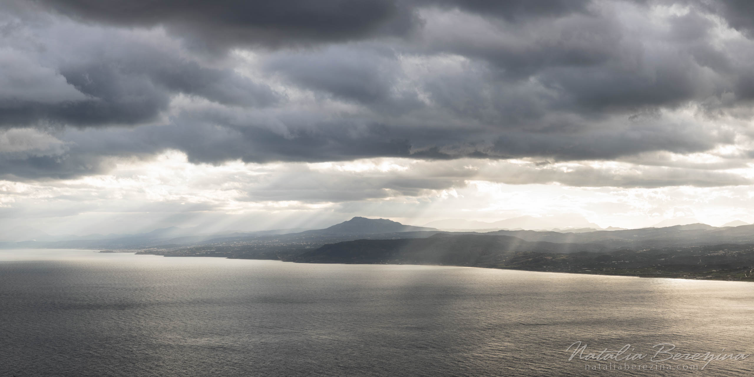 Greece, Crete, landscape, sea, cloud, sunlight, skyline, gold, gray, 2x1 CR1-NB0B4A9307-P - Crete, Greece - Natalia Berezina Photography