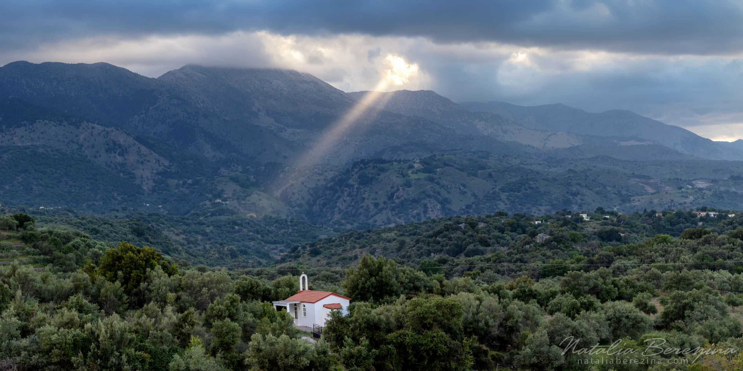 Greece, Crete, landscape, sunlight, church, 2x1 CR1-NB0B4A9608-P - Crete, Greece - Natalia Berezina Photography