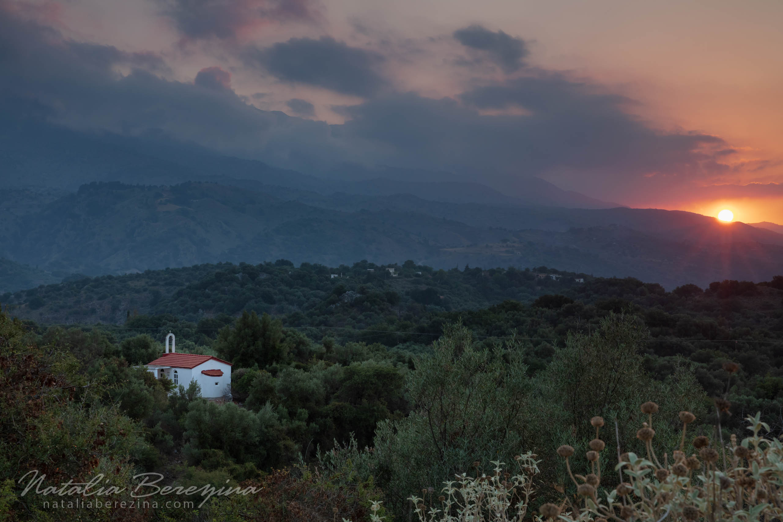 Greece, Crete, landscape, cloud, sunset, sunlight, church, orange CR1-NB0B4A9742 - Crete, Greece - Natalia Berezina Photography