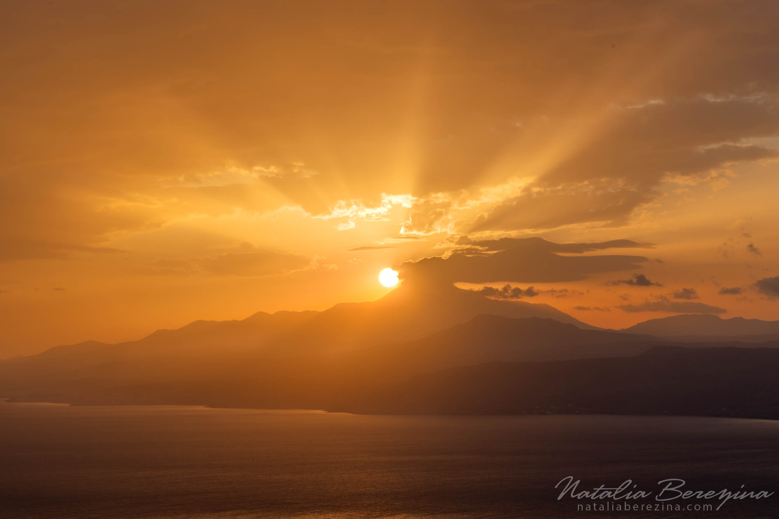 Greece, Crete, landscape, cloud, sea, sunrise, sunlight, skyline, orange CR1-NB7B6A4120 - Crete, Greece - Natalia Berezina Photography