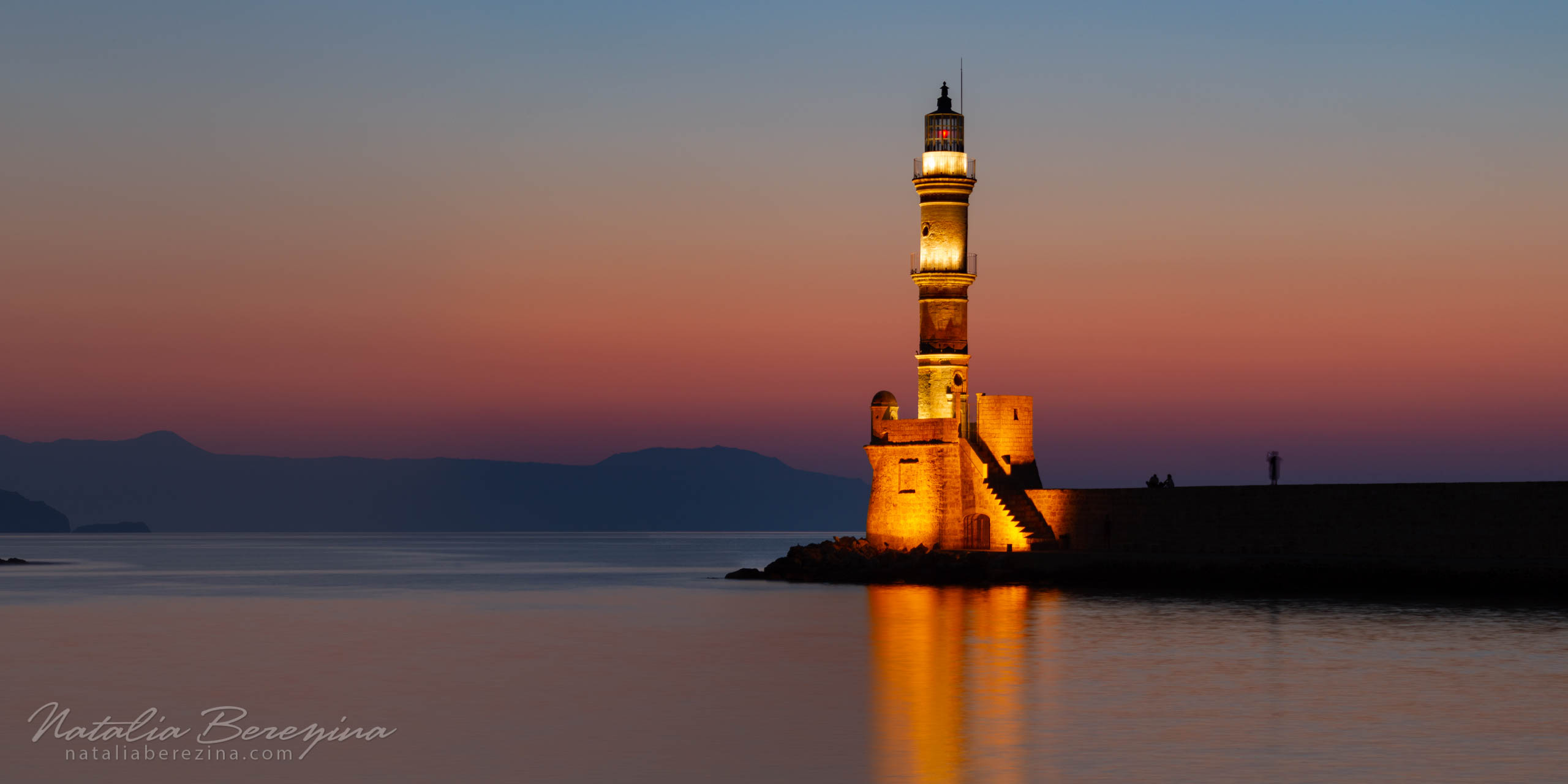 Greece, Crete, sunset, lighthouse, orange, 2x1 CR1-NBAG0Z5645-P - Crete, Greece - Natalia Berezina Photography
