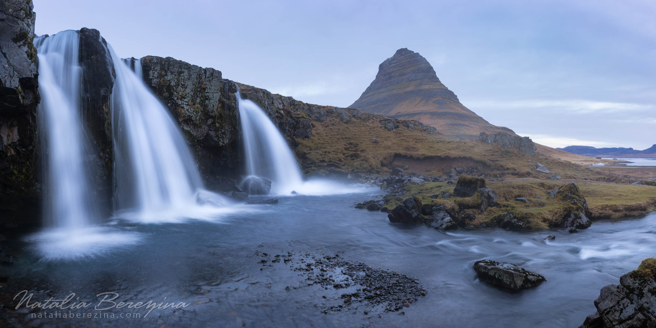 Iceland, landscape, waterfall, mountains, 2x1 IC1-NBDK1U2076-P - Iceland - Natalia Berezina Photography