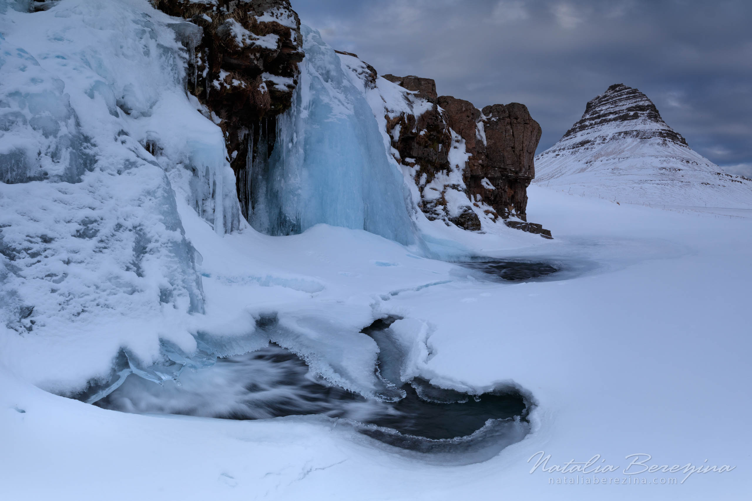 Iceland, landscape, waterfall, mountains, snow, winter IC2-NB7B6A1229 - Iceland - Natalia Berezina Photography
