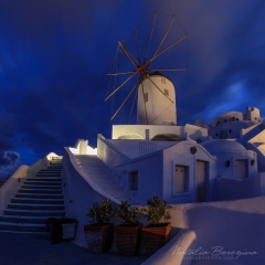 Santorini-(Thira),-Cyclades,-Greece,-cityscape,-blue,-night,-mill,-1x1