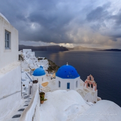 Santorini-(Thira),-Cyclades,-Greece,-cityscape,-blue,-chapel,-clouds,-1x1